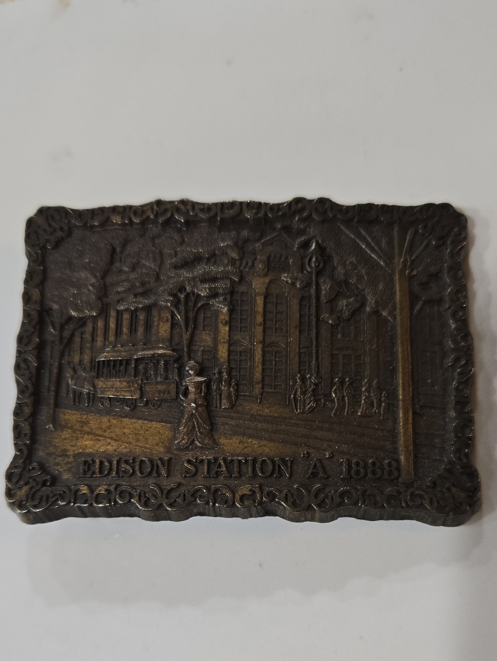 Source Unknown Bronze-Tone Edison Station Plaque